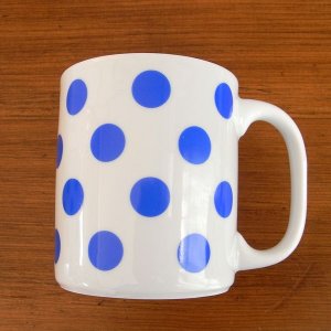 画像1: チェコ　青い水玉のマグカップ（大きめサイズ）