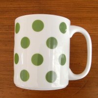 チェコ　緑の水玉のマグカップ（大きめサイズ）