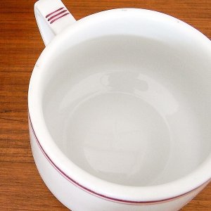画像2: チェコスロバキア　えんじのラインのぽってりマグカップ