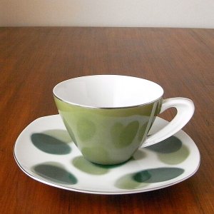 画像1: グリーンのカップ＆ソーサー