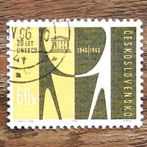 画像1: 使用済切手　チェコスロバキア　UNESCO20年（1966年）