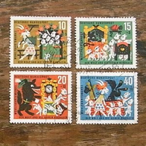 画像1: 使用済切手　ドイツ　オオカミと７匹の子ヤギ（1963年）